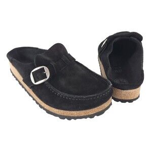 Birkenstock Buckley Suede Clog US 8 EU 39 Womens Black Mule Sandals $150